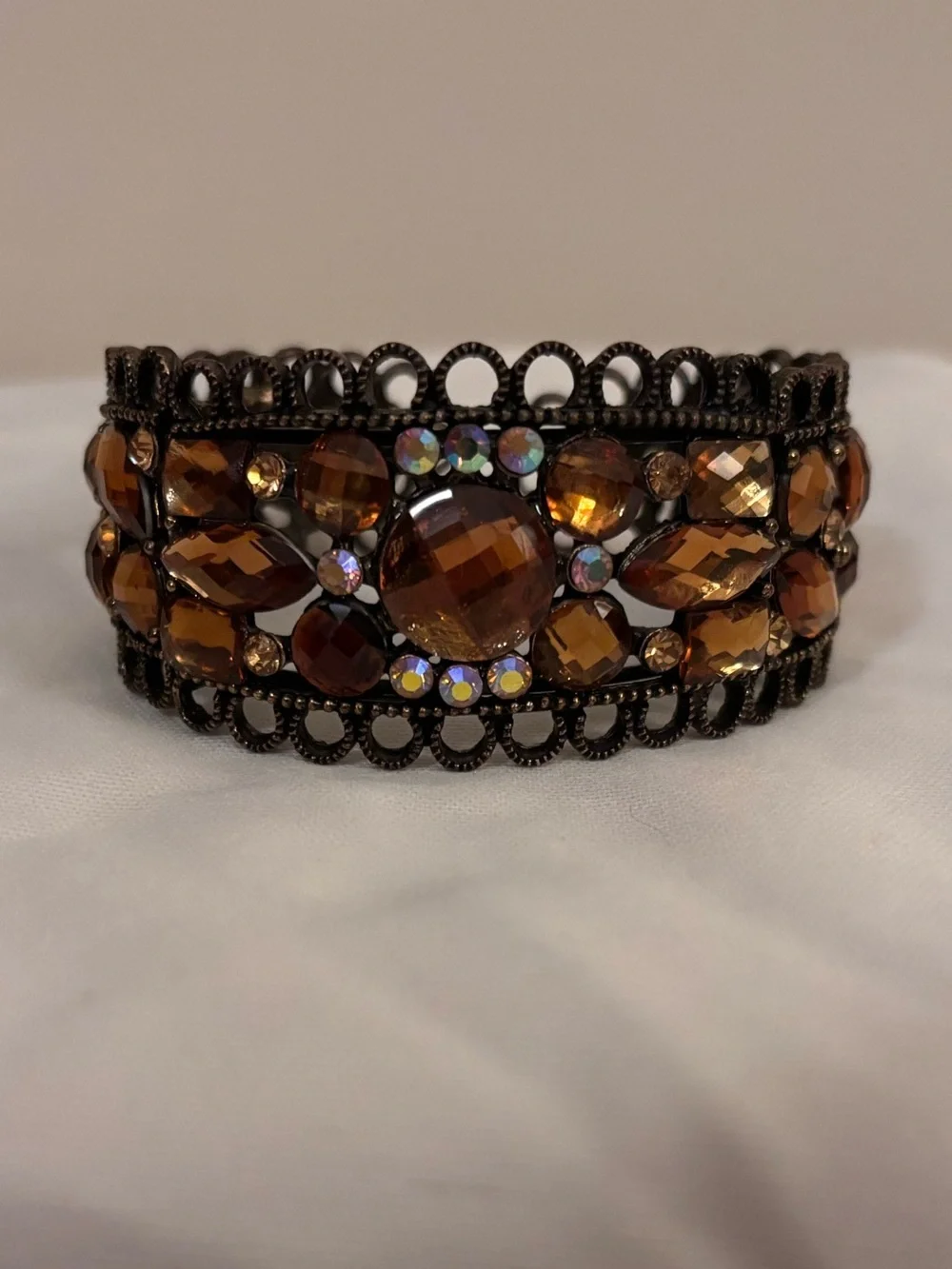 Amber Crystal Statement Cuff Bracelet - Women Jewelry